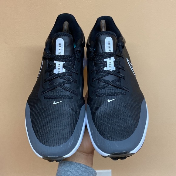 Nike React Air Zoom Infinity Tour NEXT% Spikeless Golf Shoes “Black Gray White” - Picture 4 of 17